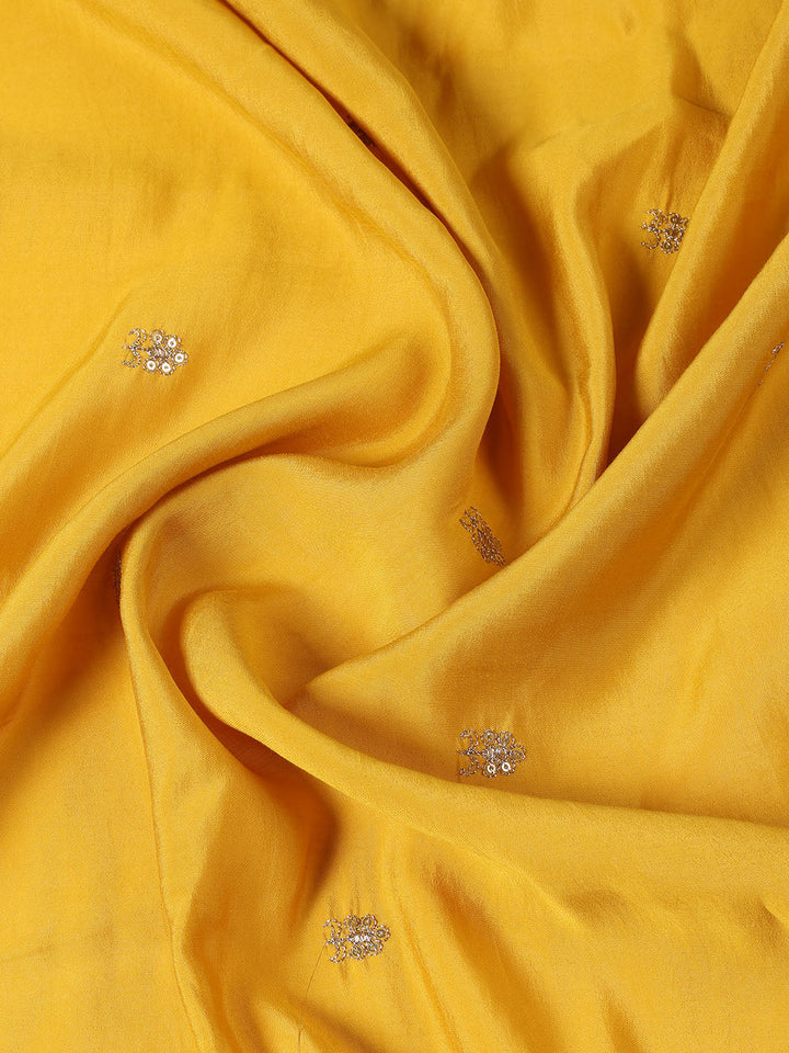 Neck Embroidered Chanderi Unstitched Suit Piece With Dupatta