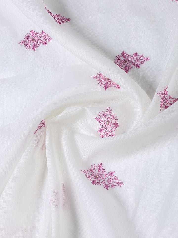 Neck Embroidered Cotton Blend Unstitched Suit Piece With Dupatta