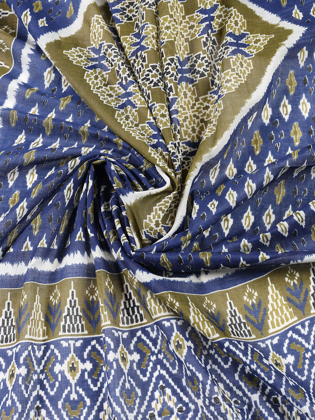 Neck Patti Cotton Blend Unstitched Suit With Dupatta