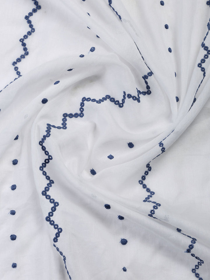 Neck Embroidered Cotton Blend Unstitched Suit With Dupatta