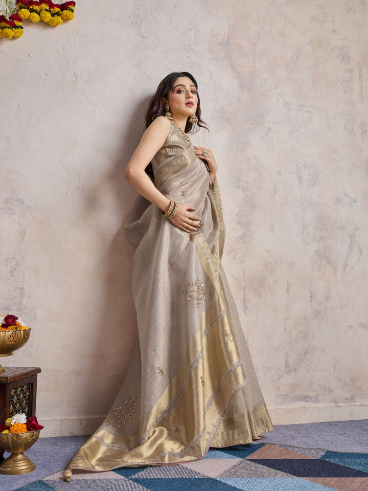 Woven Border Linen Saree