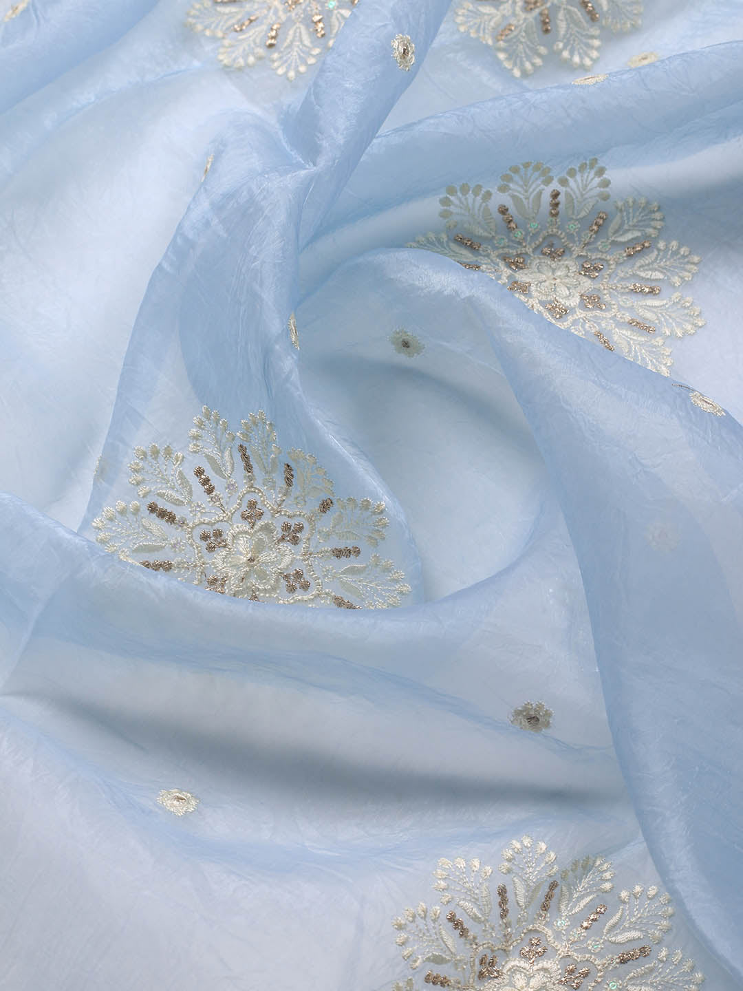 Neck Embroidery Organza Unstitched Suit Piece With Dupatta