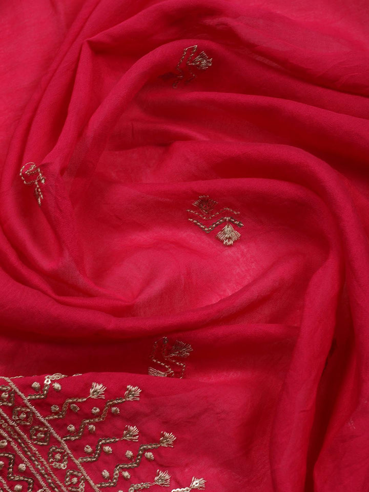 Embroidered Cotton Blend Unstitched Suit Piece With Dupatta