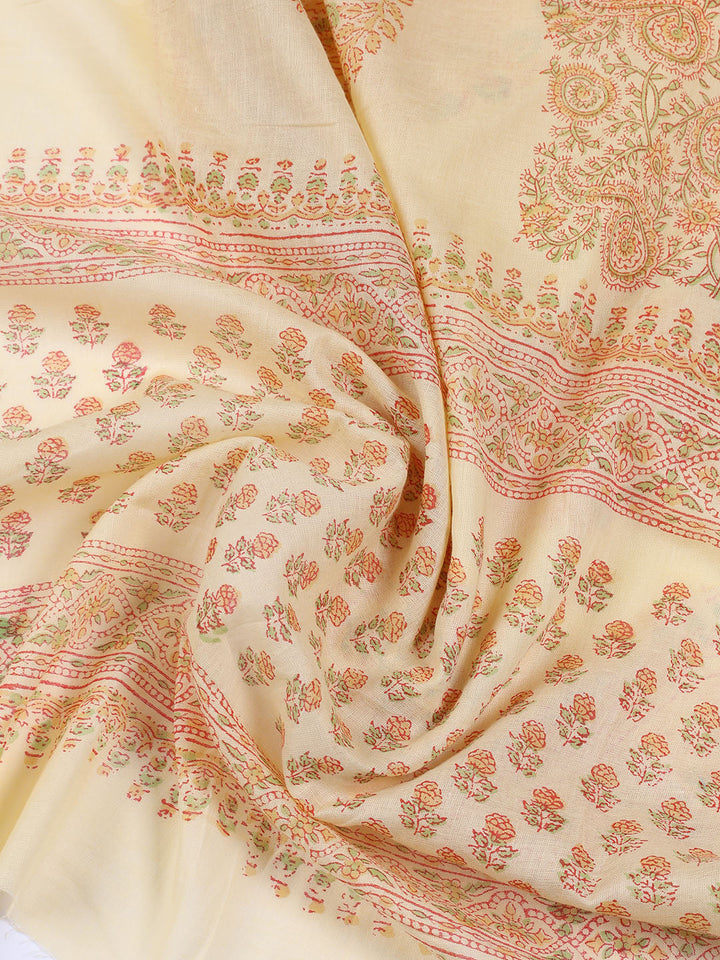 Neck Work Cotton Blend Unstitched Suit With Dupatta