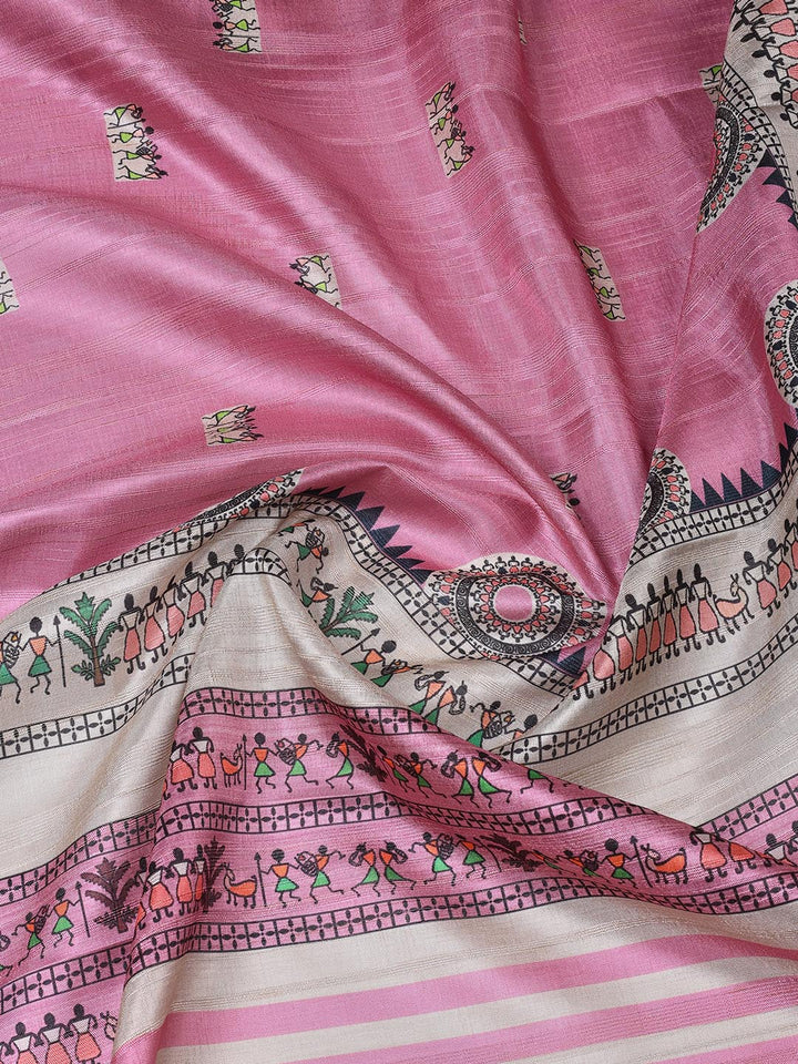 Printed Art Tussar Unstitched Suit With Dupatta