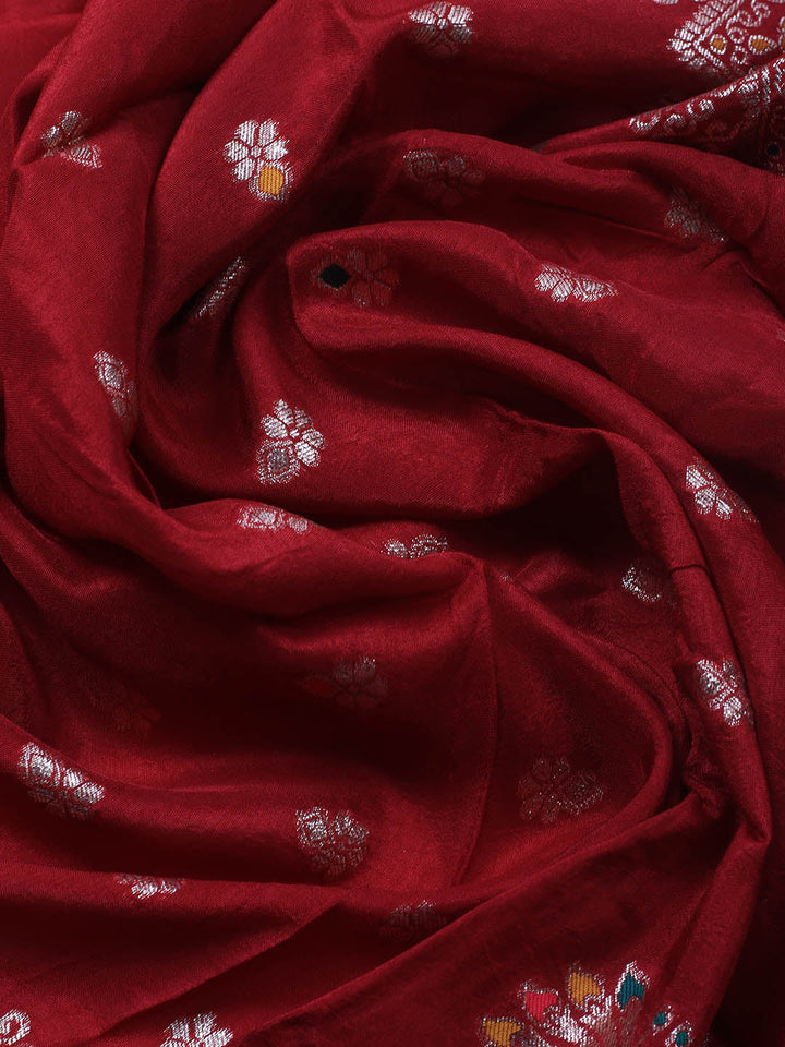 Neck Embroidery Chanderi Unstitched Suit With Dupatta