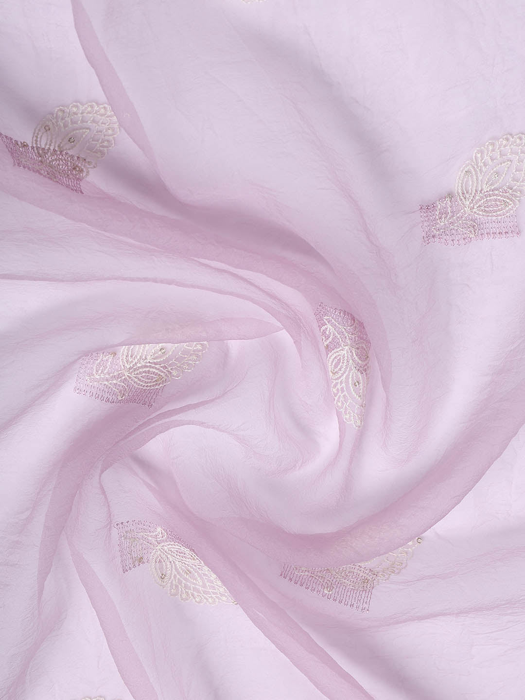 Thread Embroidery Organza Unstitched Suit Piece With Dupatta
