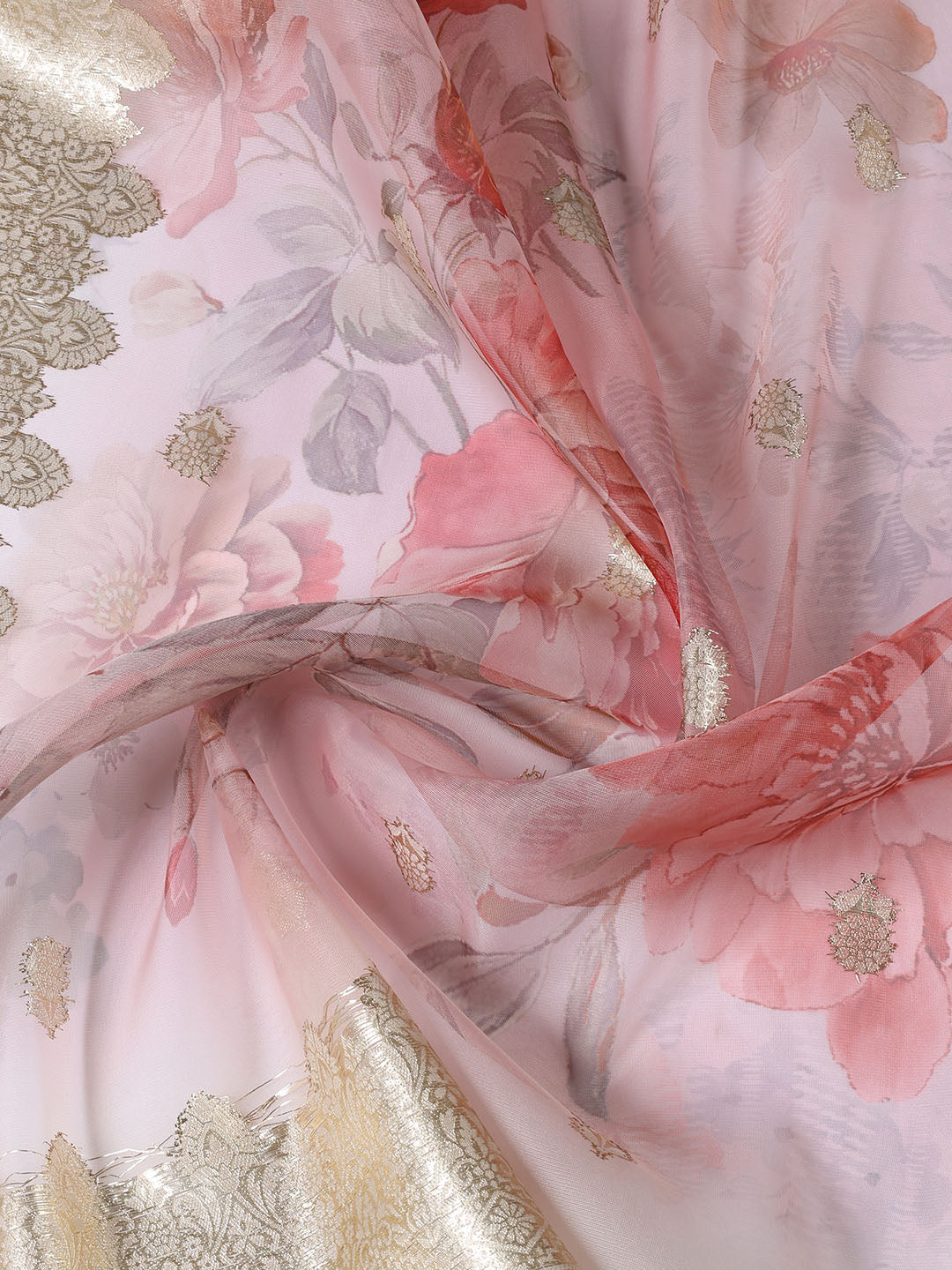 Neck Embroidered Tissue Unstitched Suit Piece With Dupatta