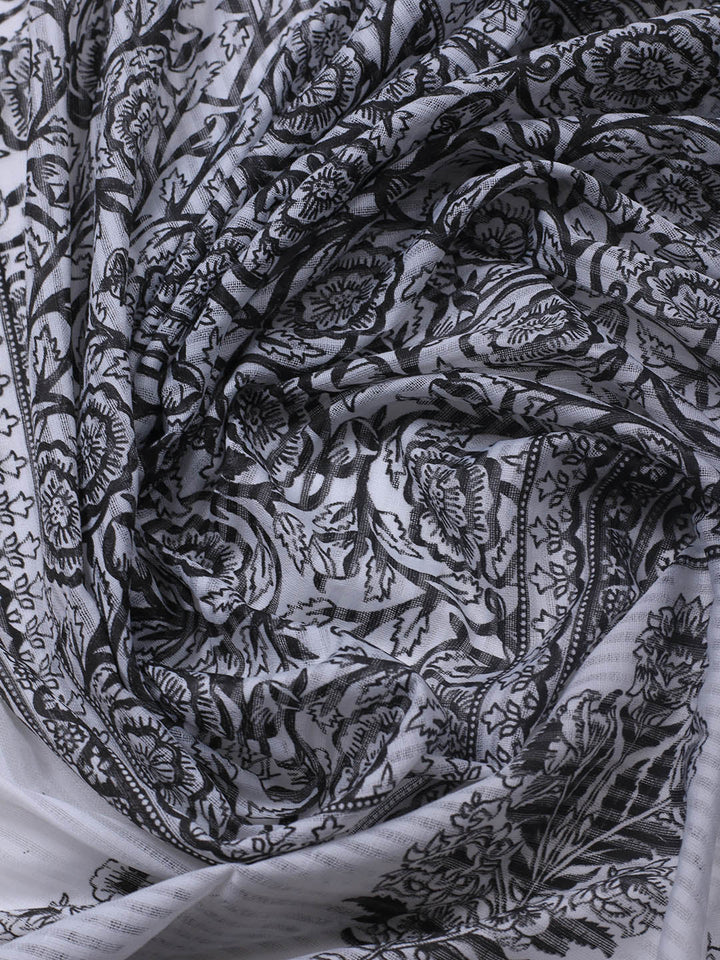 Printed Cotton Blend Unstitched Suit With Dupatta