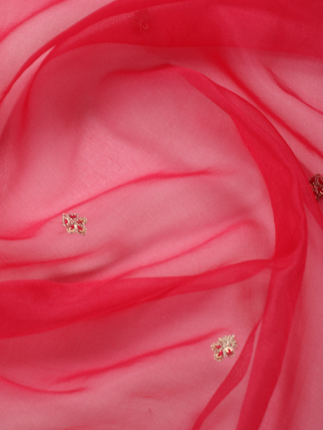 Neck Embroidered Organza Unstitched Suit With Dupatta
