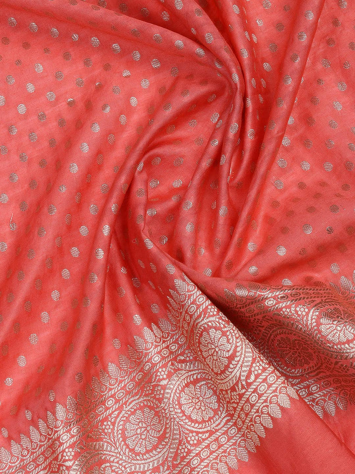Floral Woven Chanderi Unstitched Suit With Dupatta