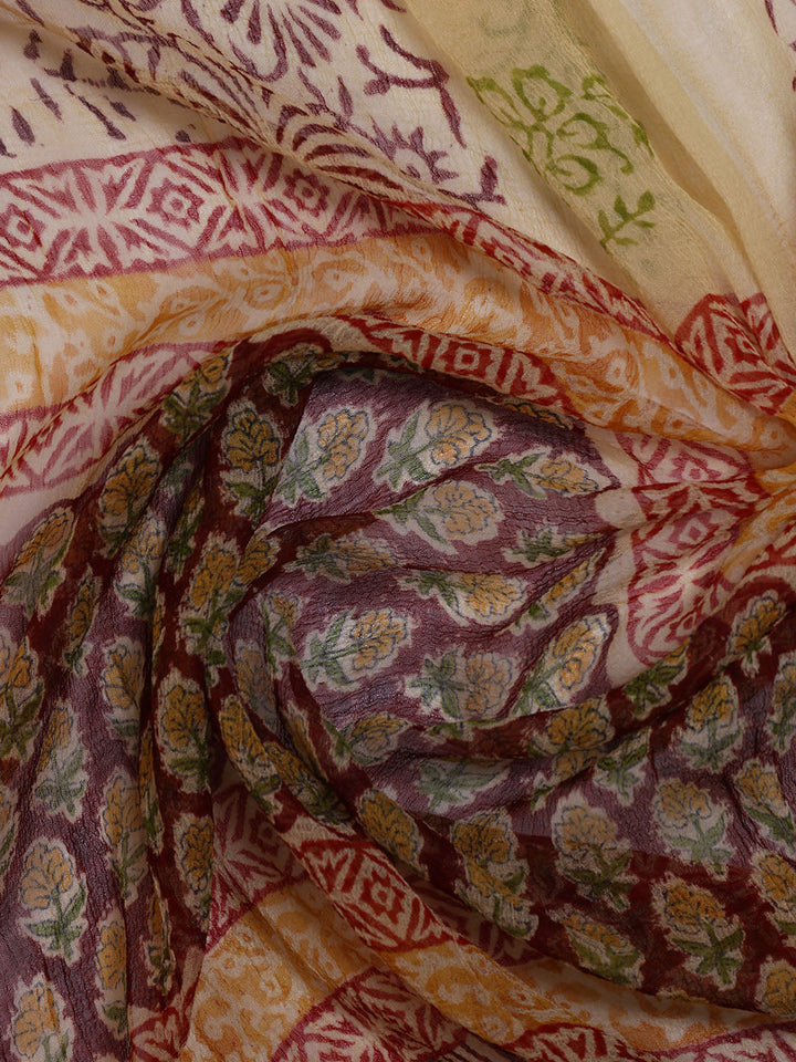 Printed Cotton Blend Unstitched Suit With Dupatta