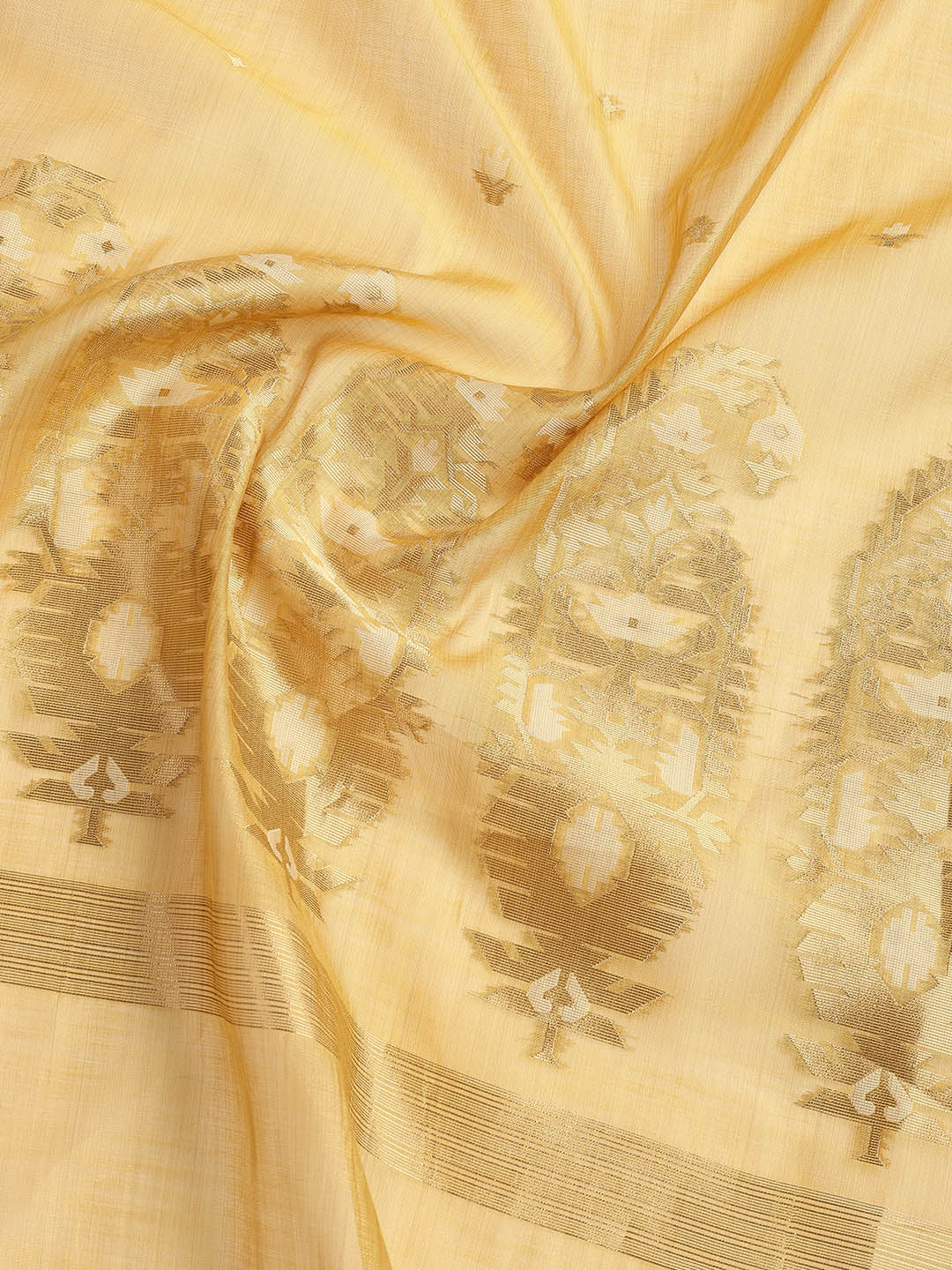 Jamdani Work Chanderi Unstitched Suit Piece With Dupatta