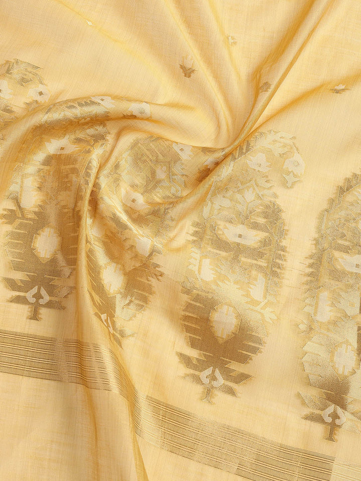 Jamdani Work Chanderi Unstitched Suit Piece With Dupatta