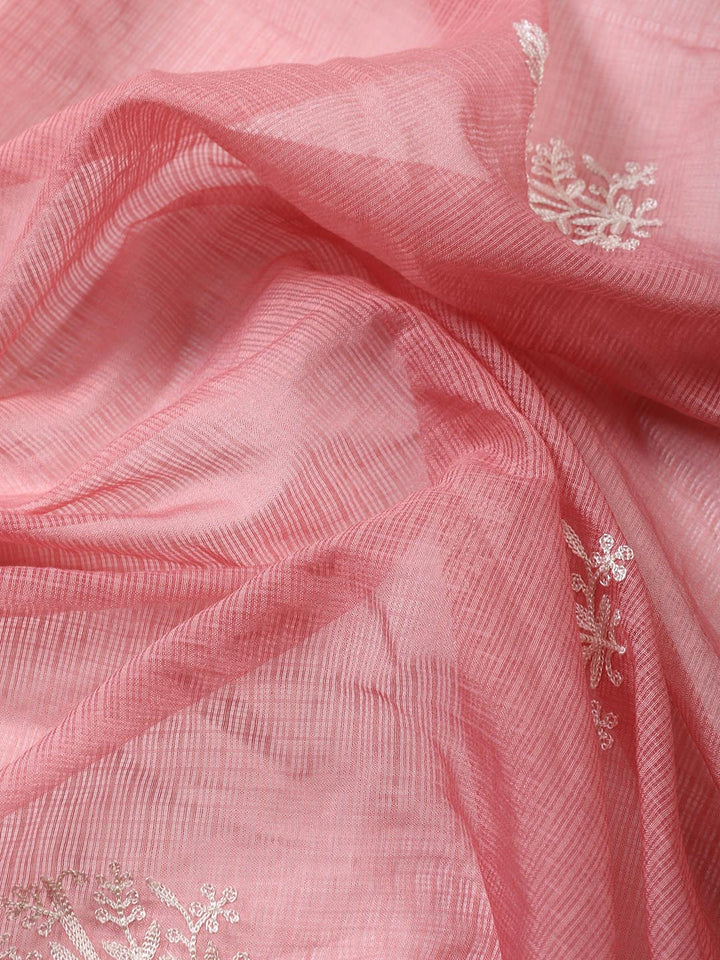 Neck Embroidered Cotton Blend Unstitched Suit Piece With Dupatta