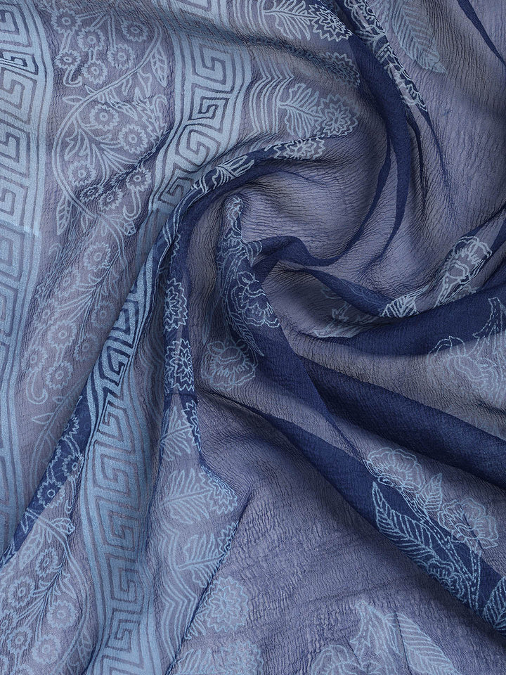 Printed Cotton Blend Unstitched Suit With Dupatta
