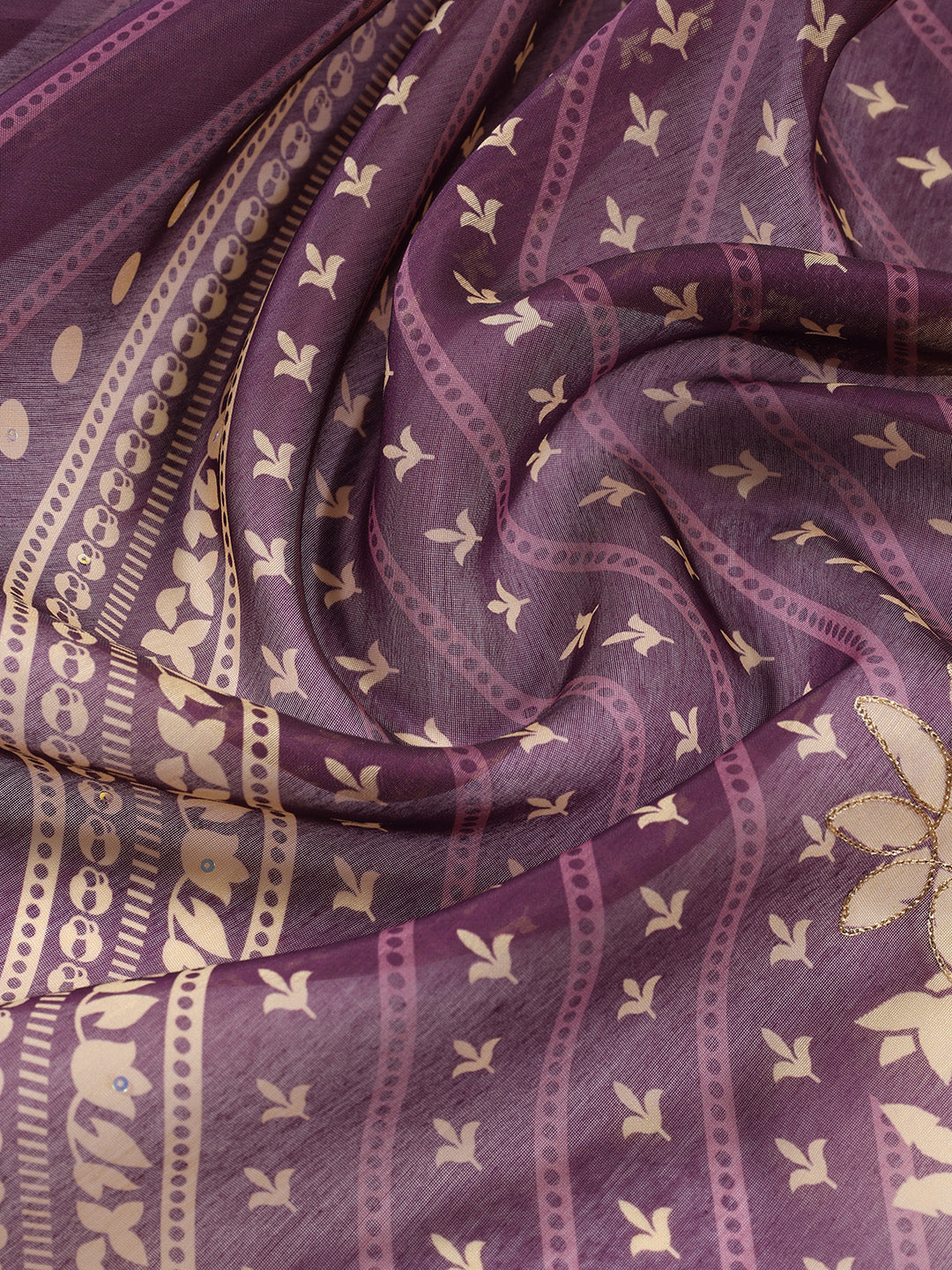 Neck Patti Chanderi Unstitched Suit With Dupatta