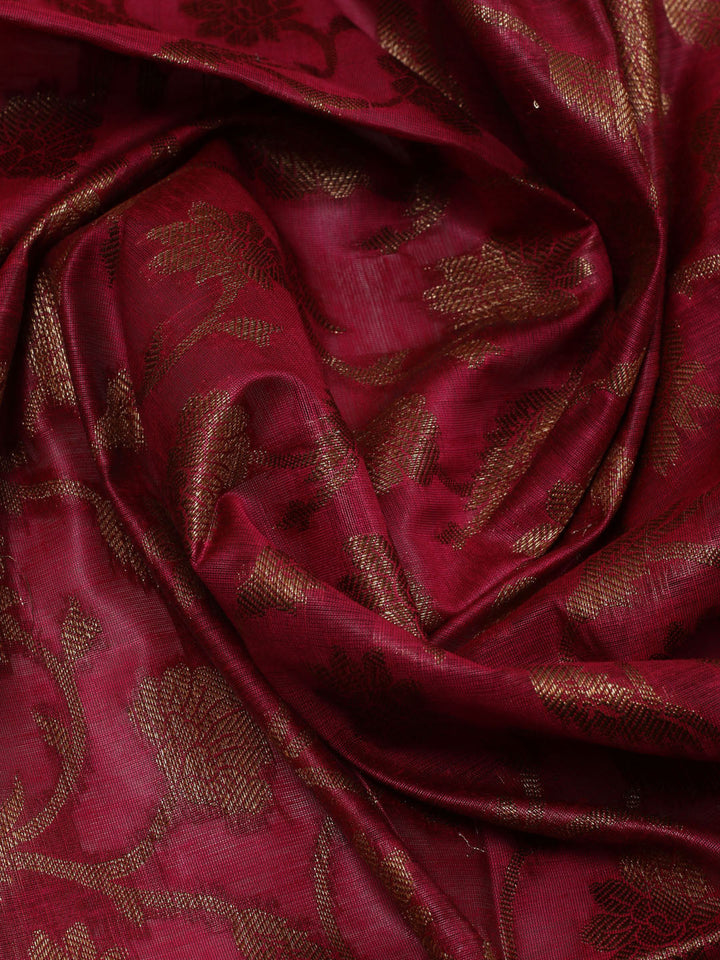 Neck Embroidered Chanderi Unstitched Suit Piece With Dupatta