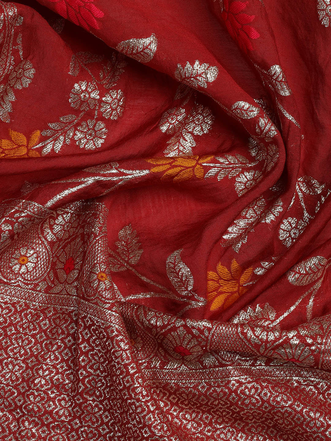 Neck Embroidery Chanderi Unstitched Suit With Dupatta