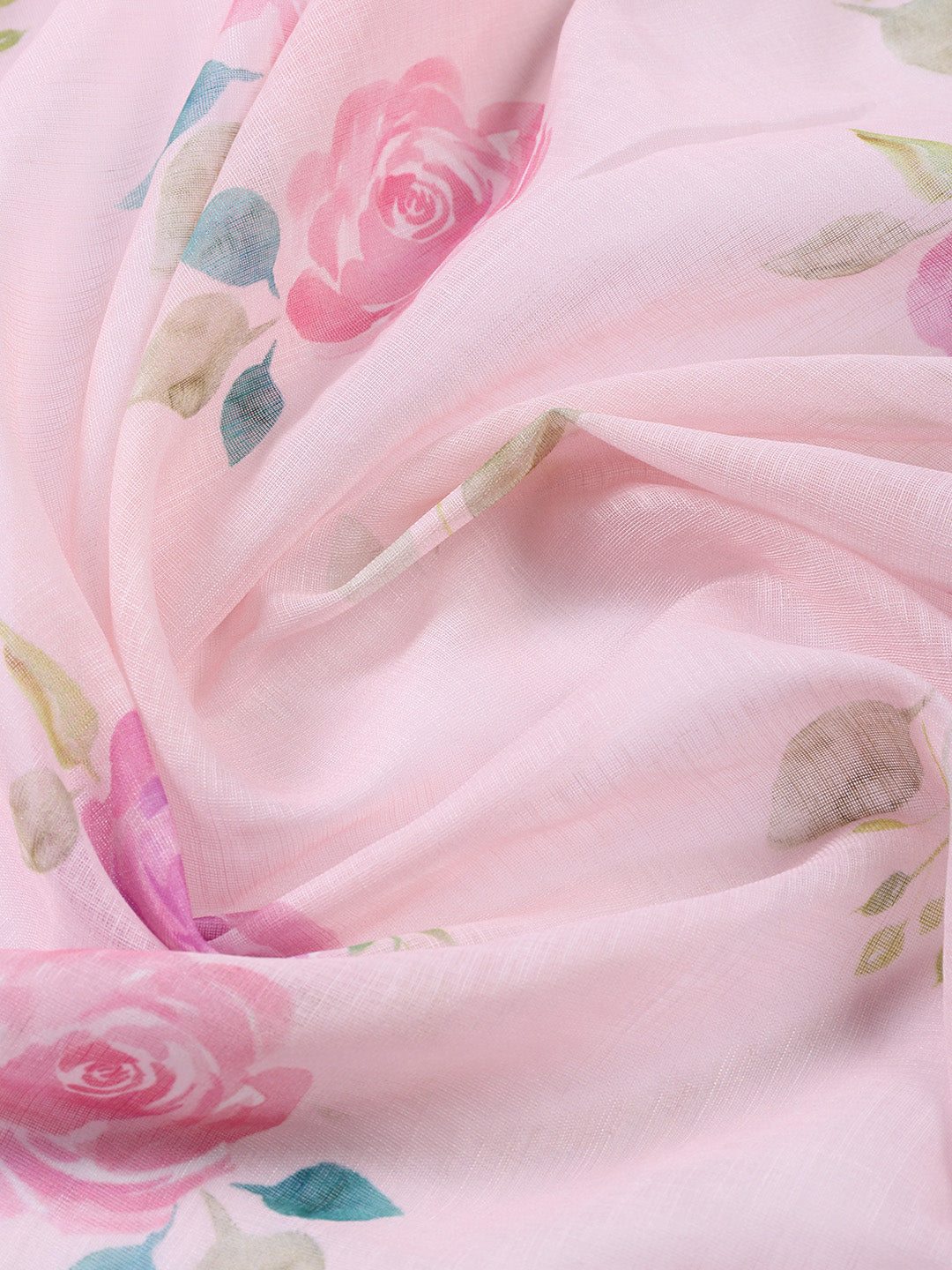 Floral Printed Linen Unstitched Suit With Dupatta