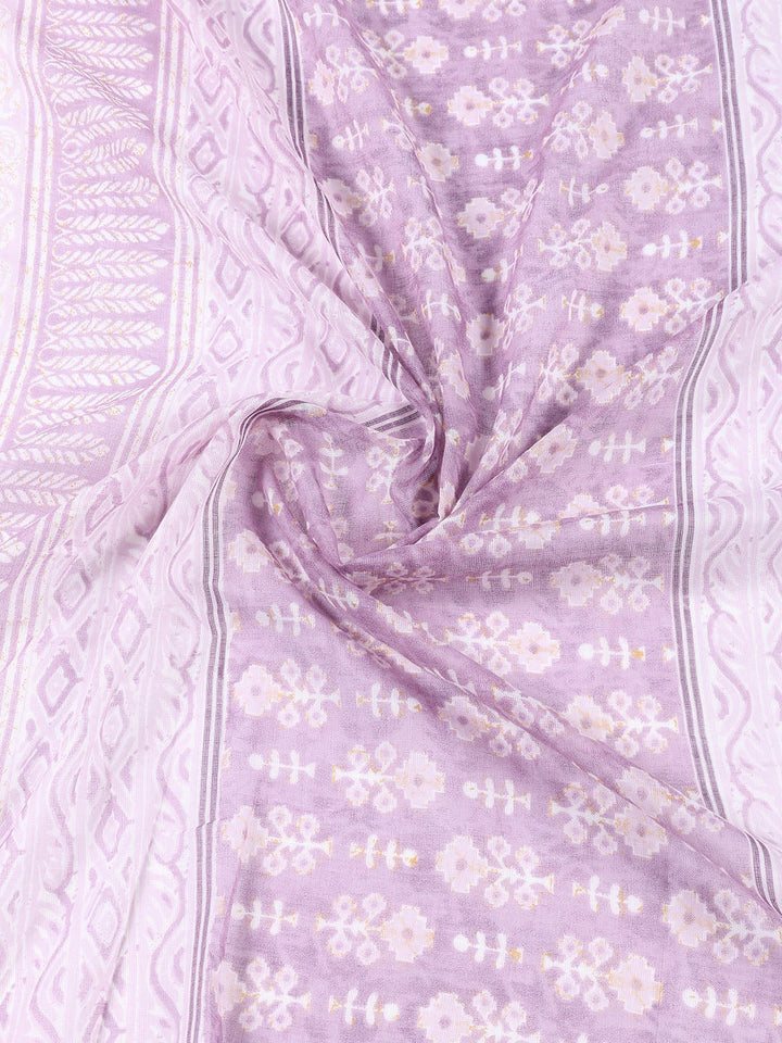 Neck Patti Cotton Blend Unstitched Suit With Dupatta