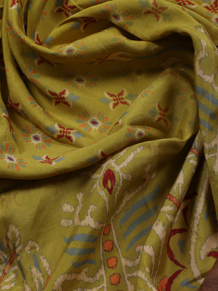 Printed Chanderi Unstitched Suit Piece With Dupatta