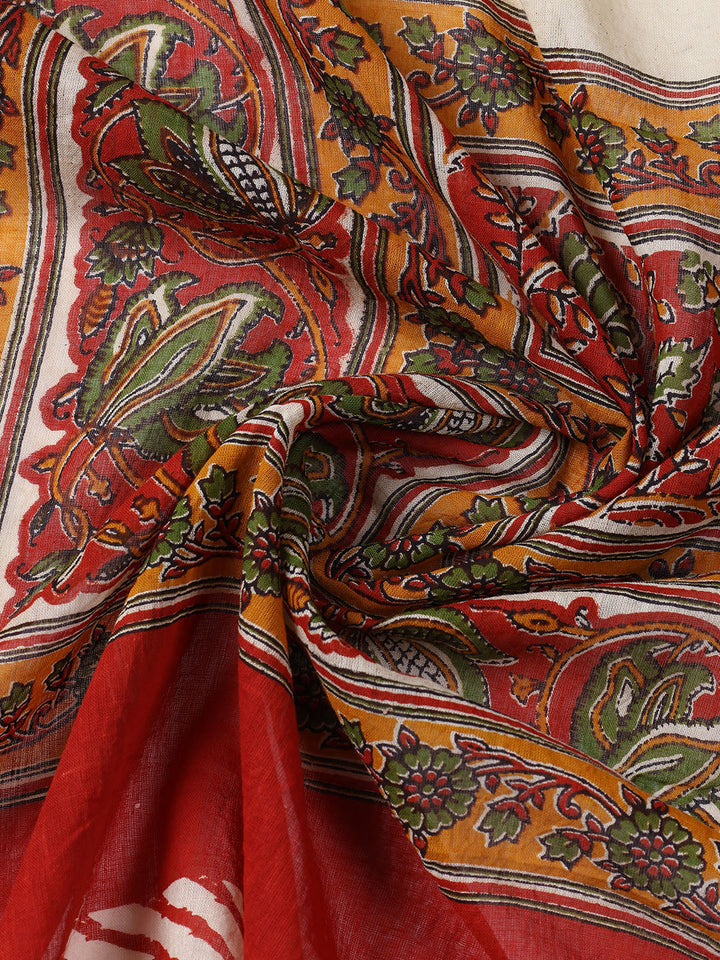 Printed Cotton Blend Unstitched Suit With Dupatta
