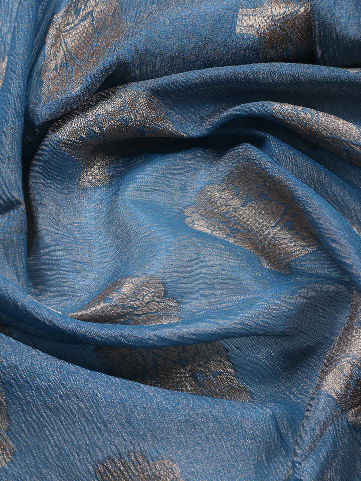 Neck Embroidered Tissue Unstitched Suit Piece With Dupatta