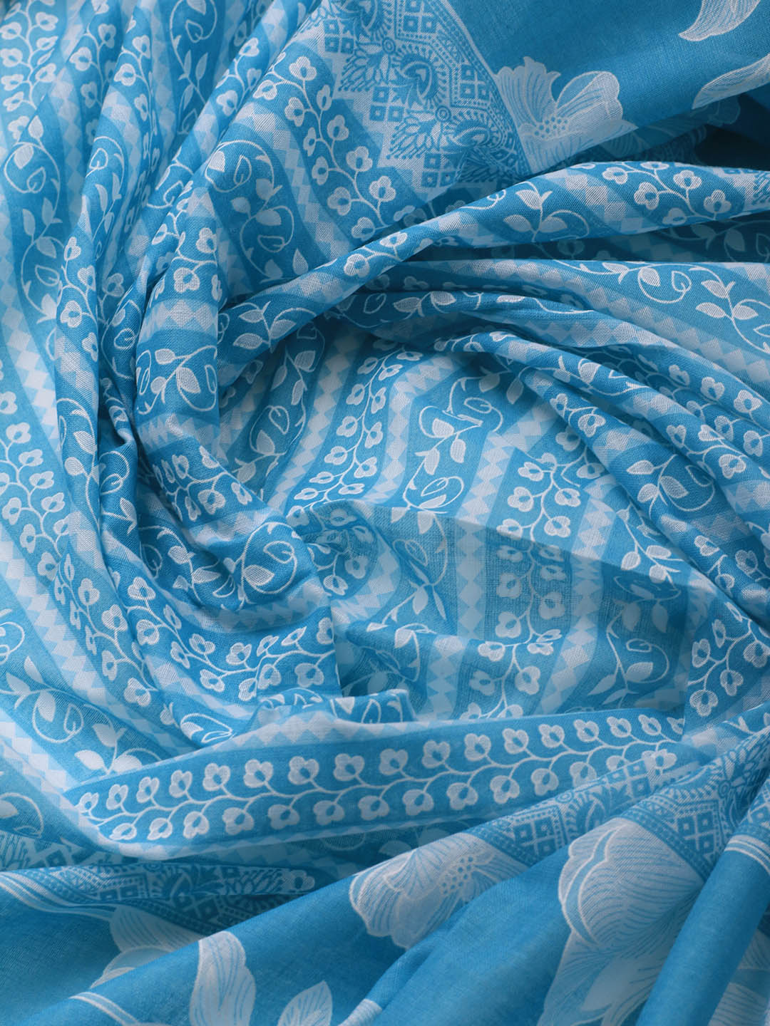 Printed Cotton Blend Unstitched Suit With Dupatta
