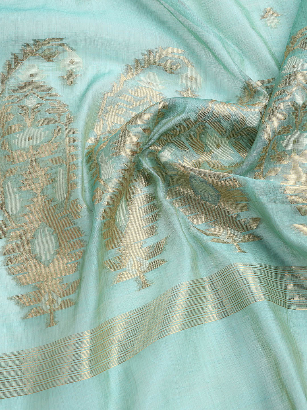 Jamdani Work Chanderi Unstitched Suit Piece With Dupatta