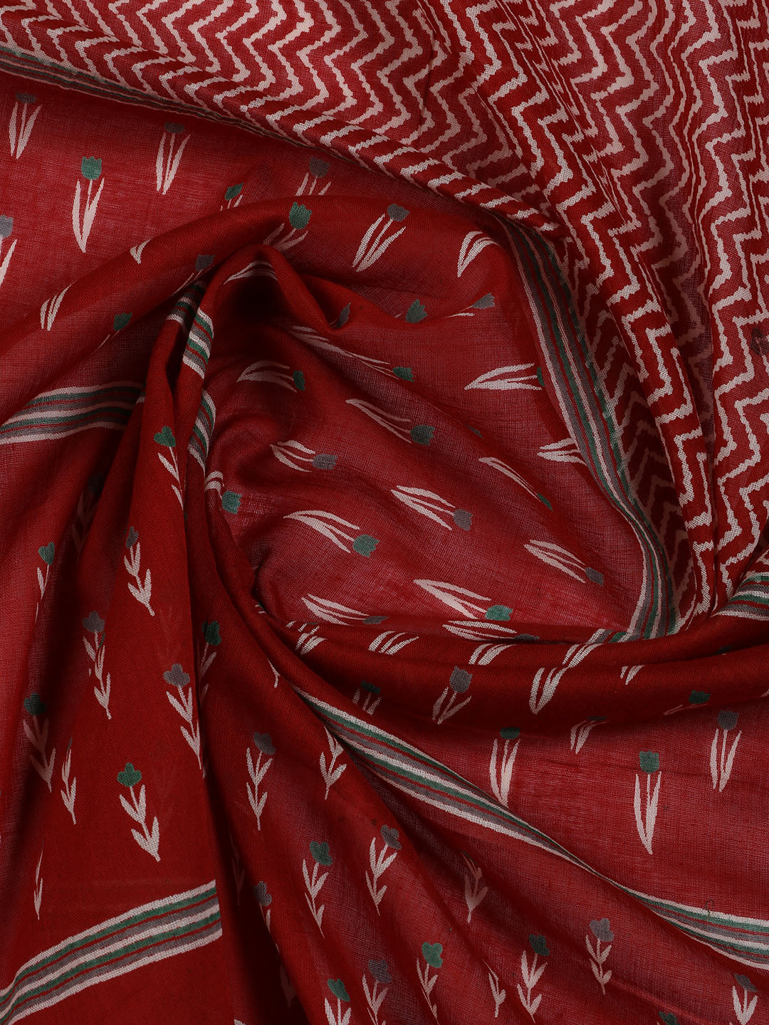 Neck Work Printed Cotton Blend Unstitched Suit With Dupatta