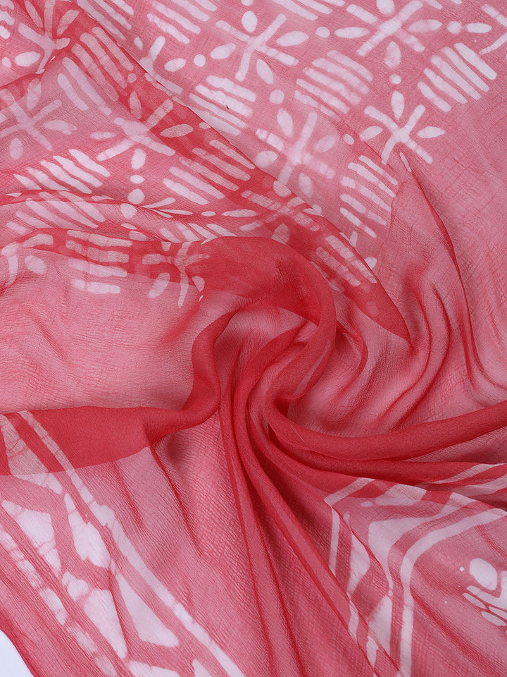 Printed Chanderi Unstitched Suit Piece With Dupatta