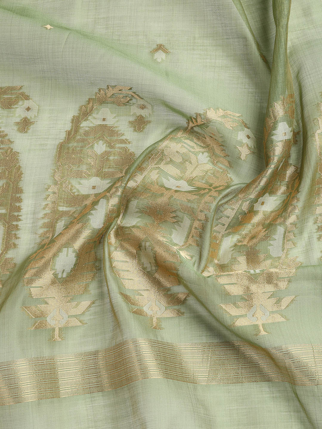 Jamdani Work Chanderi Unstitched Suit Piece With Dupatta