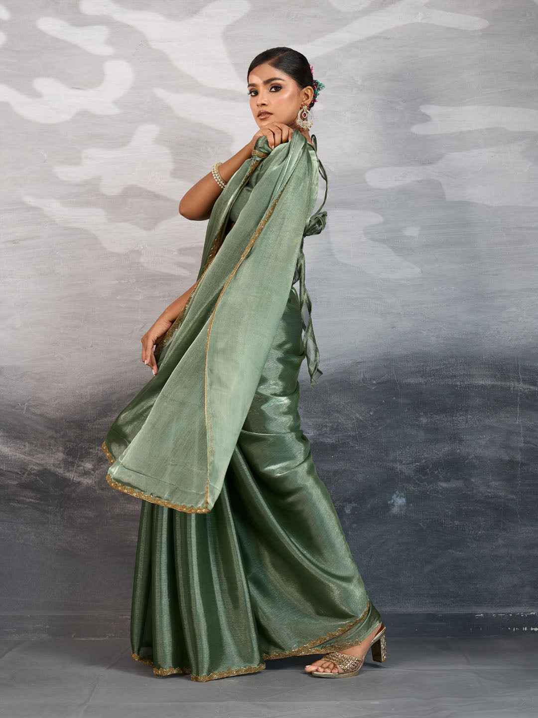 Embroidered Burberry Saree