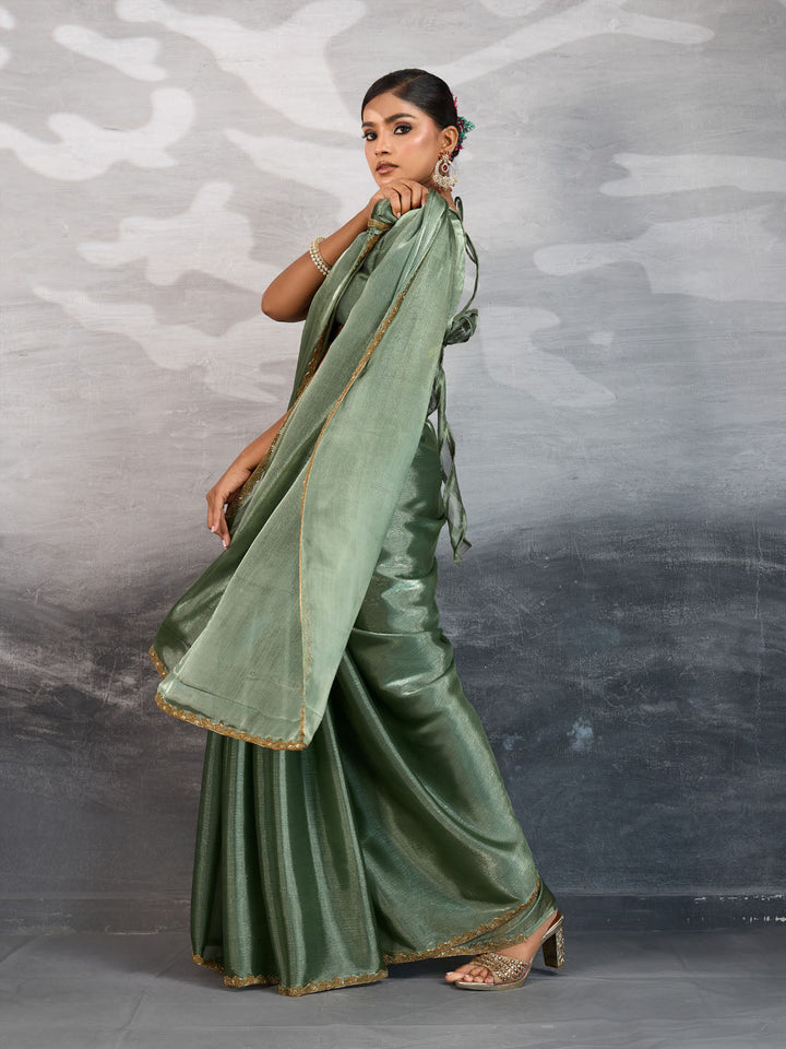 Embroidered Burberry Saree