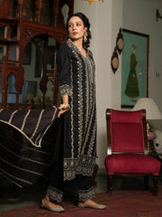 Resham Jaal Cotton Kurta With Pants & Dupatta