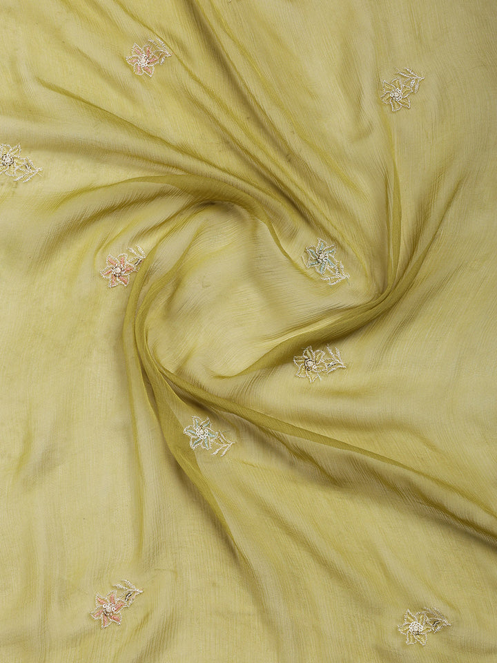 Embroidered Chanderi Unstitched Suit Piece With Dupatta