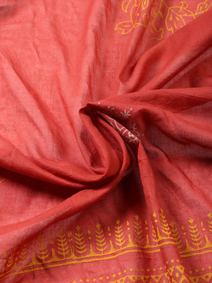 Printed Cotton Blend Unstitched Suit Piece With Dupatta