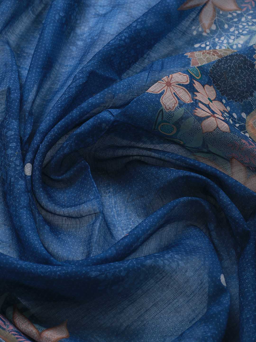Embroidered Linen Unstitched Suit Piece With Dupatta
