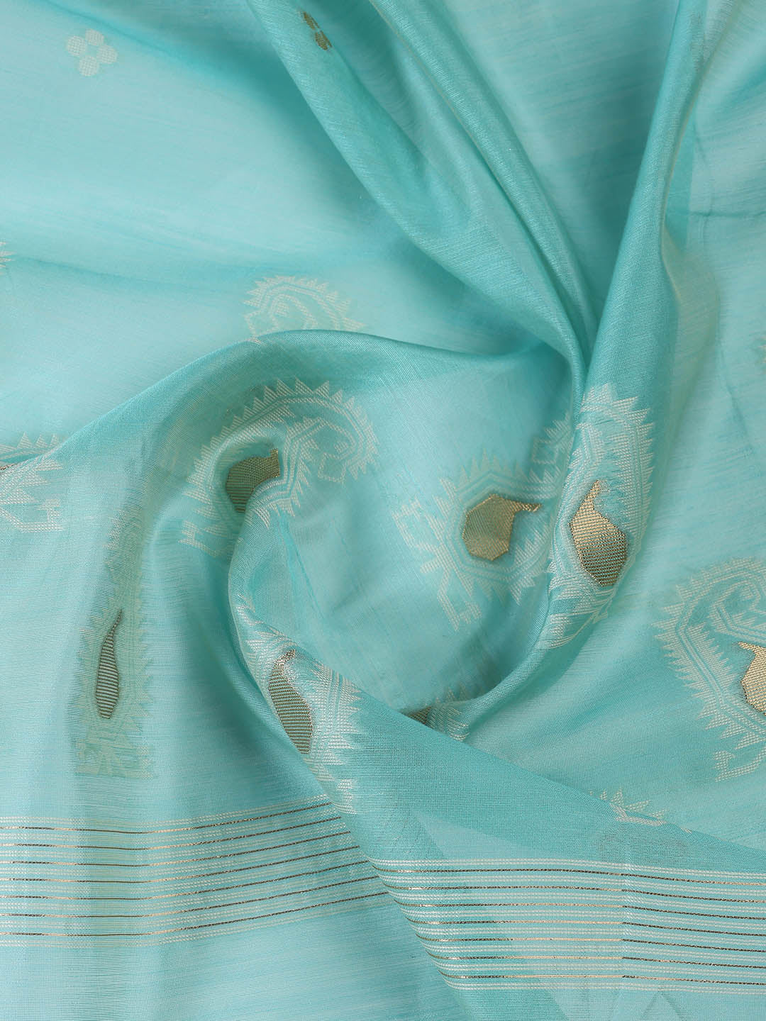 Jamdani Work Chanderi Unstitched Suit Piece With Dupatta