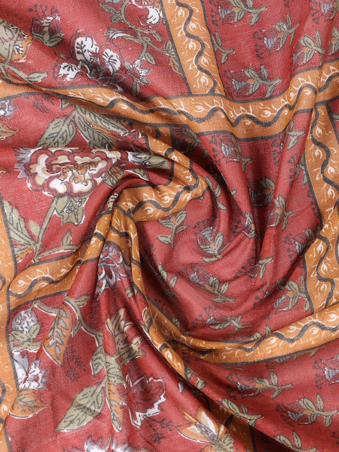 Printed Cotton Blend Unstitched Suit With Dupatta