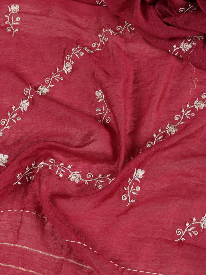 Neck Embroidery Cotton Blend Unstitched Suit Piece With Dupatta