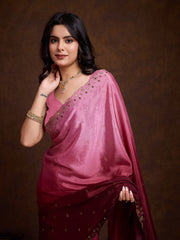 Embroidered Chinon Saree