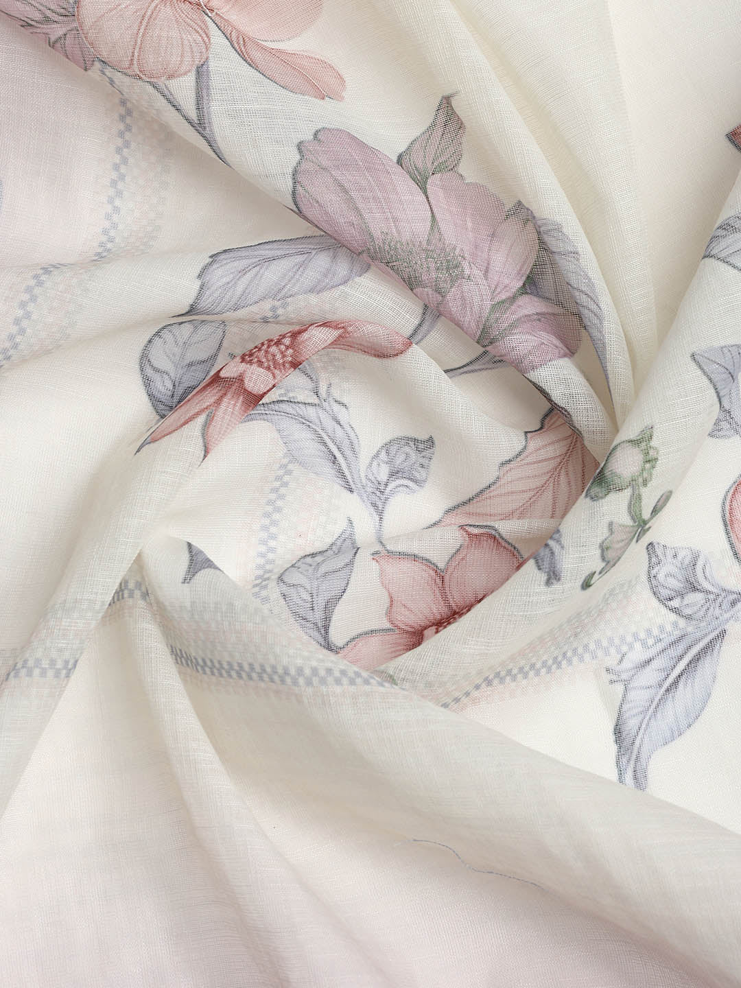 Printed Linen Unstitched Suit Piece With Dupatta