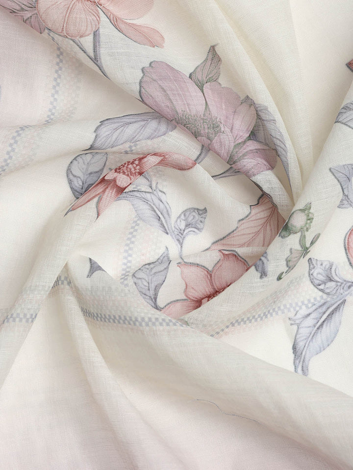 Printed Linen Unstitched Suit Piece With Dupatta