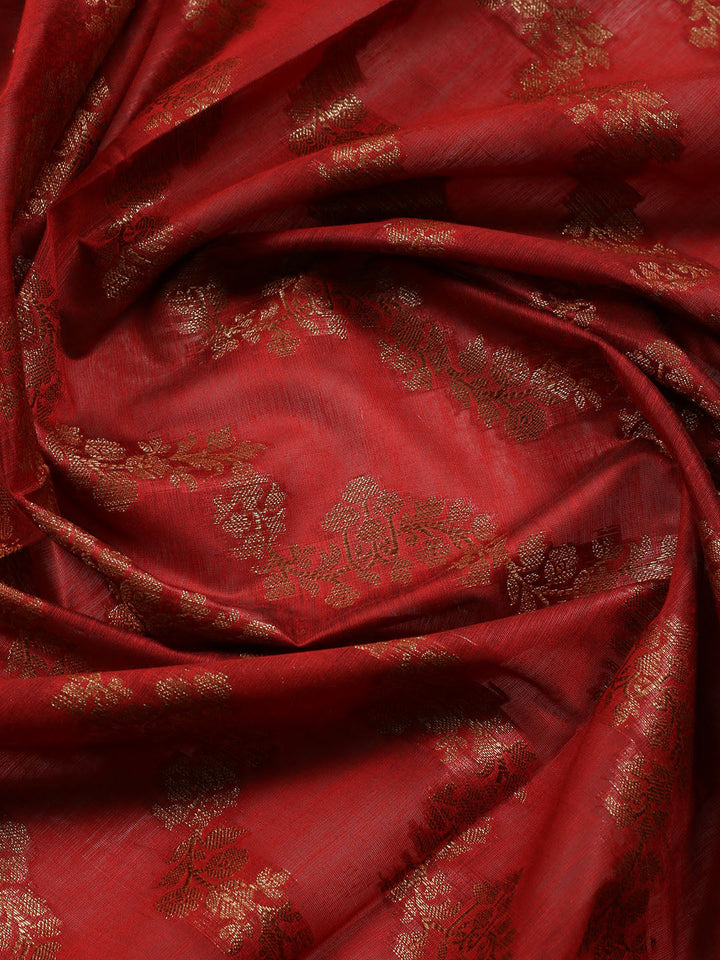 Woven Chanderi Unstitched Suit Piece With Dupatta