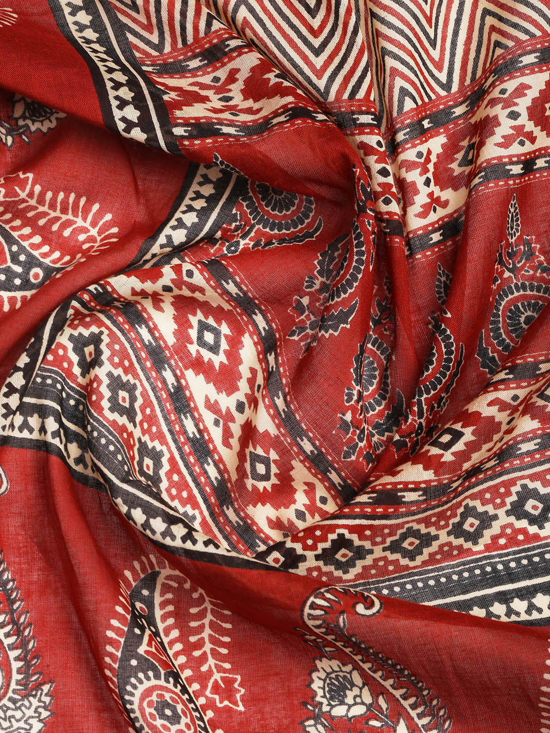 Patch Neck Cotton Blend Unstitched Suit With Dupatta