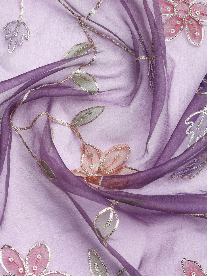 Neck Embroidery Chanderi Unstitched Suit With Dupatta