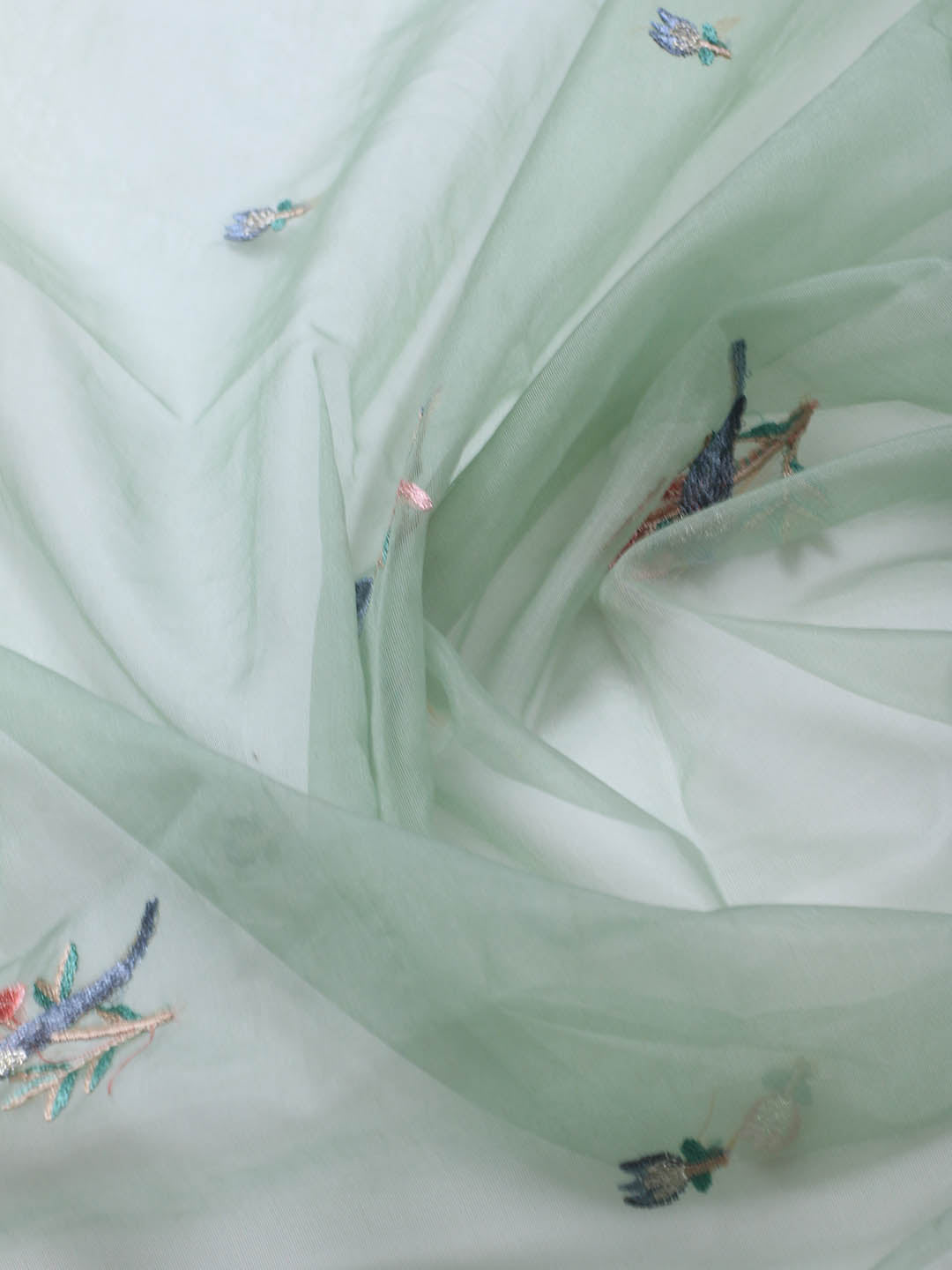 Neck Embroidered Organza Unstitched Suit Piece With Dupatta