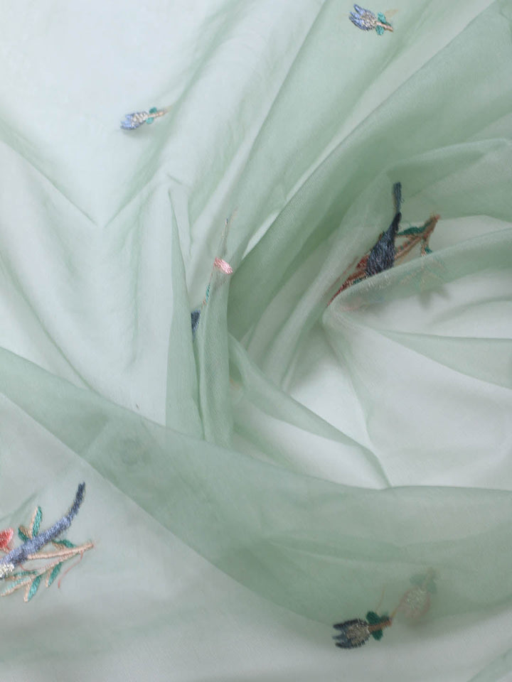 Neck Embroidered Organza Unstitched Suit Piece With Dupatta